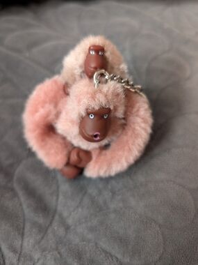 Kipling Mom and Baby Monkey Keychain Rosey Rose NWOT